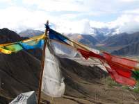 Tibetan prayer flags blowing in the wind