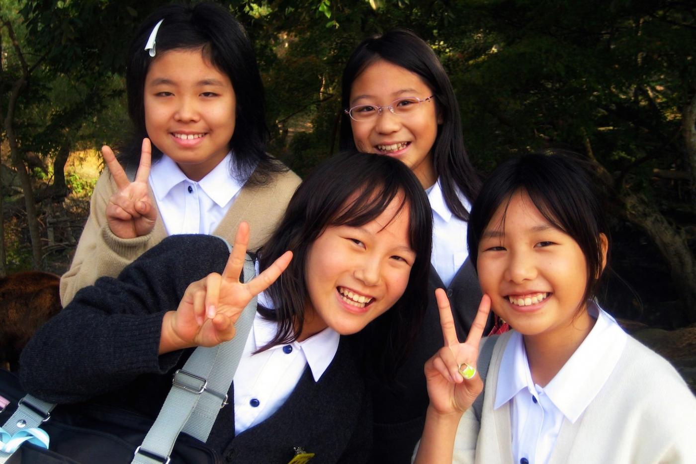 Schoolchildren in Japan.