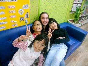 Allison with some of her students in Korea.