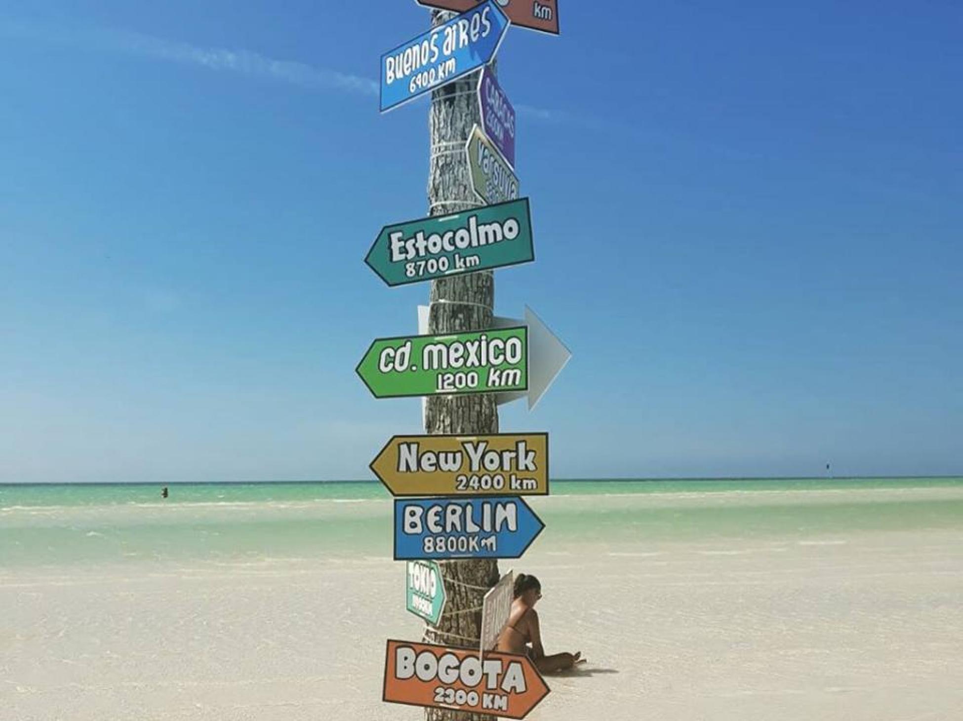 Where to next? Signs on Holbox Beach, Quintana Roo.