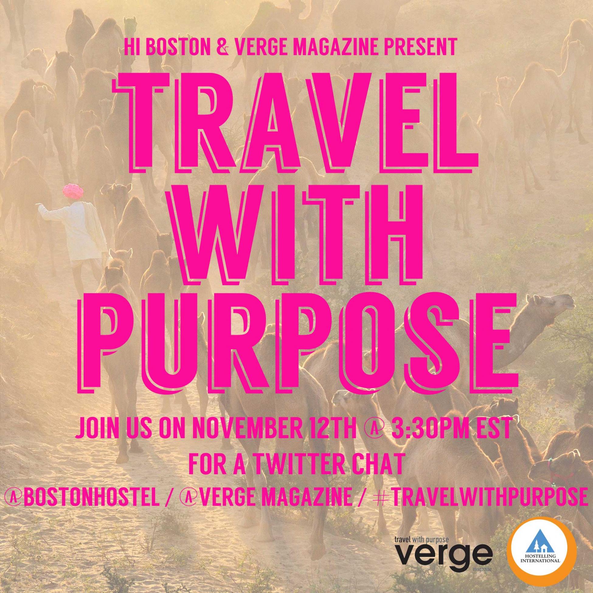#TravelWithPurpose Twitter Chat: November 12