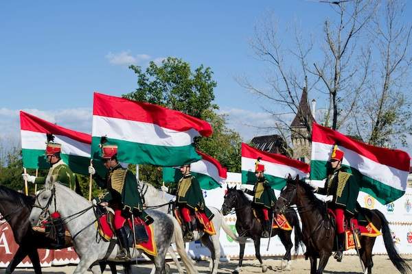 The National Gallop parade in Budapest, Hungary.