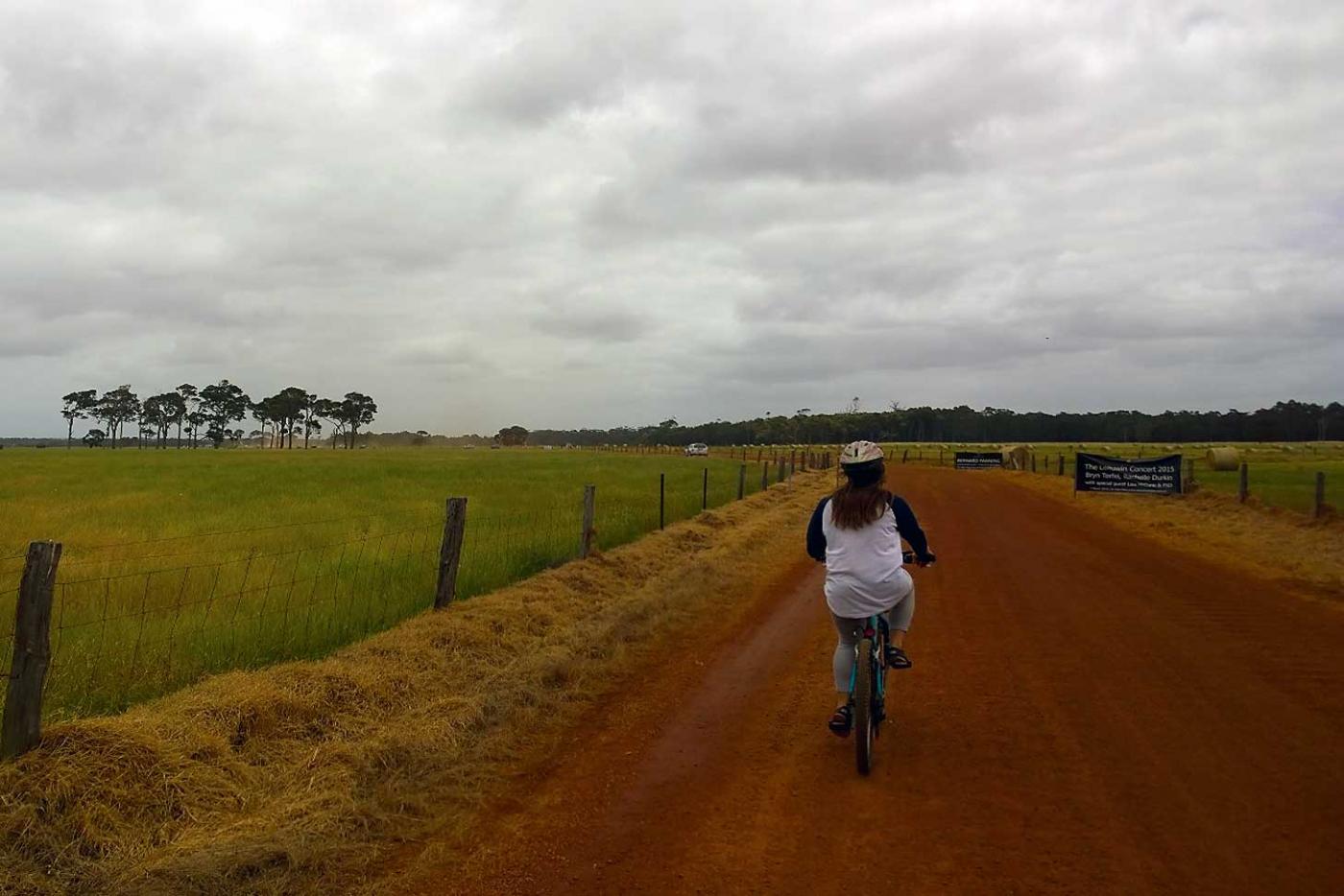 Cycling into the Gourmet Escape at Leeuwin Estate in Margaret River. Photo by Richy Ainsworth.