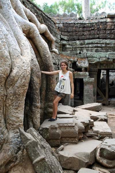 Judi poses at Angkor Wat in Cambodia.