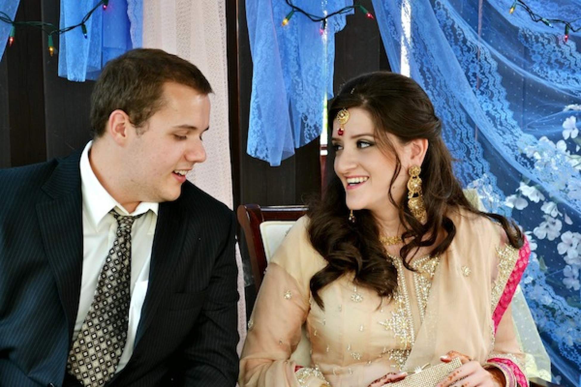 Sidrah and her fiancee at their engagement party.