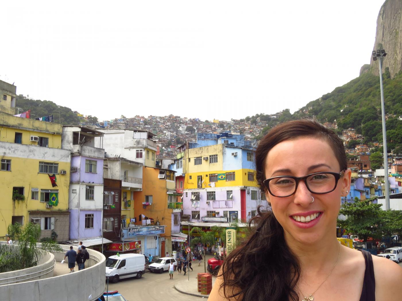 Emma visiting one of Brazil&#039;s favelas. 