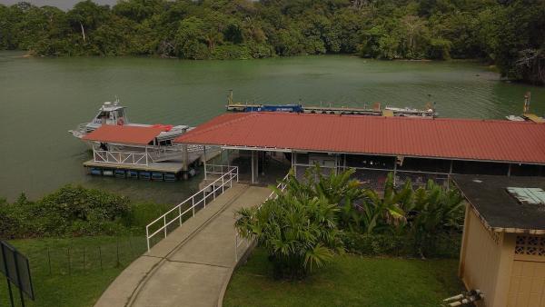 The view of dock at BCI from the balcony lounge.