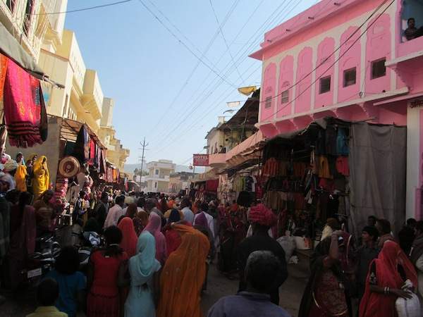 A street bazaar in Pushkar, India, where Carly completed her internship.