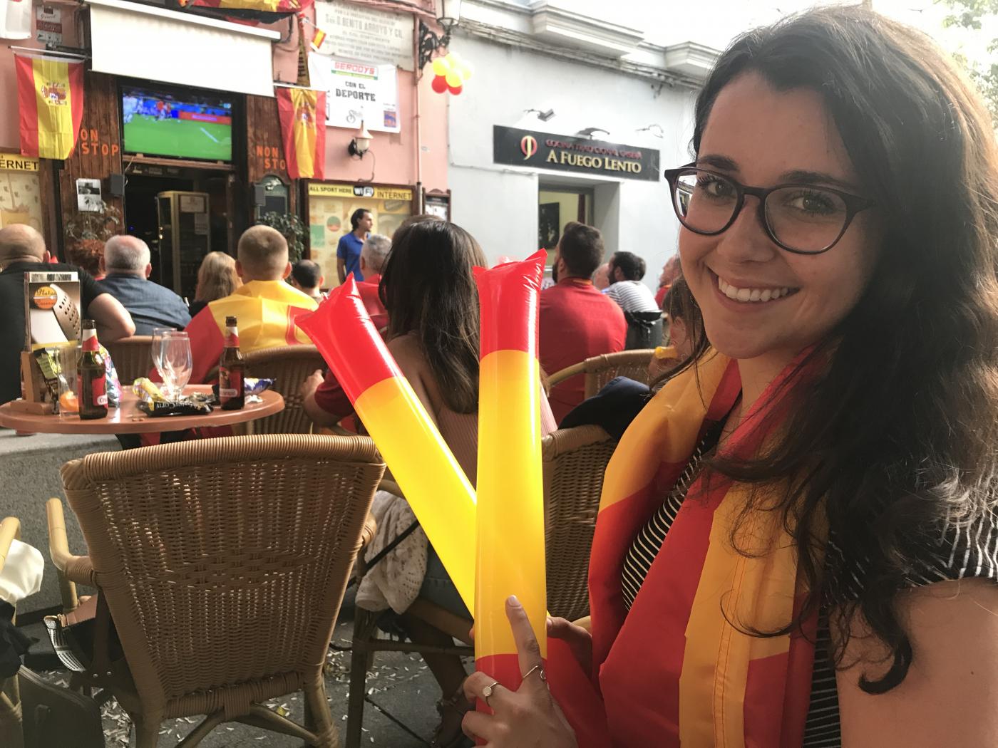 Cheering on Spain in this year&#039;s World Cup.
