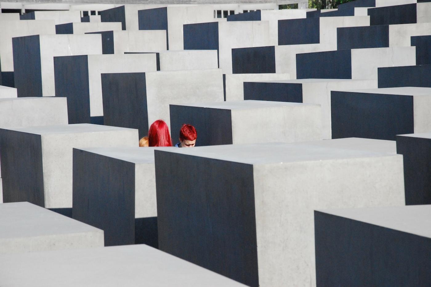 Visitors at the Holocaust Memorial in Berlin