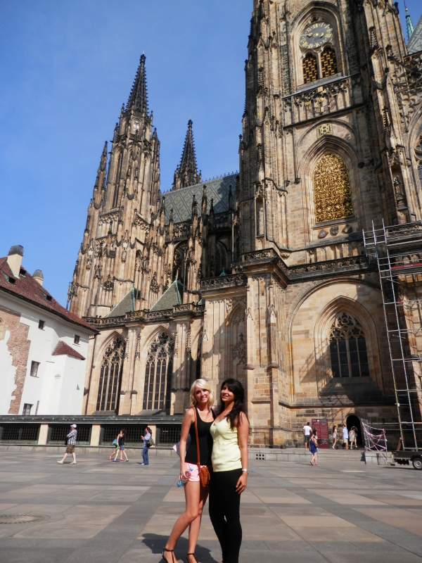 Amber and a friend in Prague. 