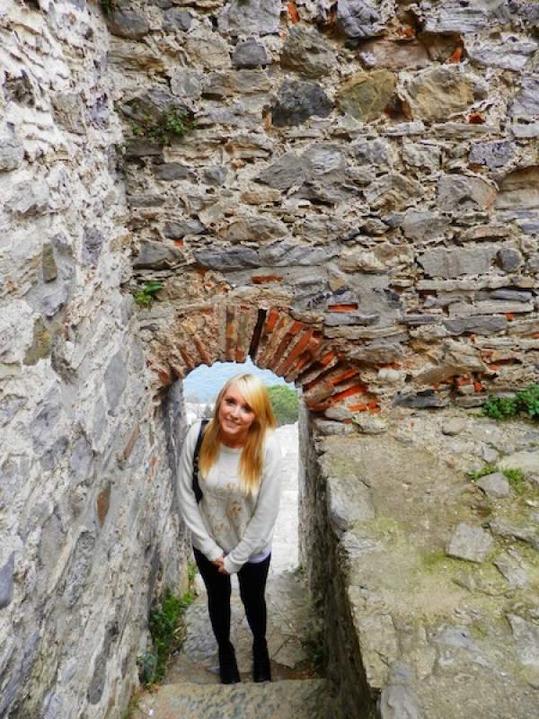 Amber poses in a castle in Istanbul, where she is completing an internship with AIESEC.