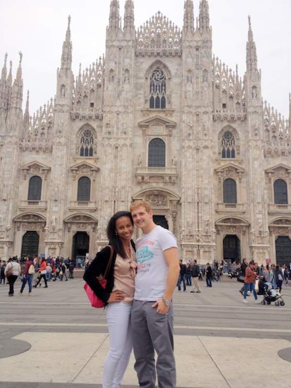 Maria and her boyfriend in Milan.