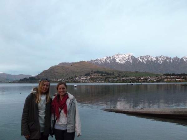 Taylor and a friend pose in Queenstown.