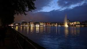 The skyline in Hamburg, Germany.