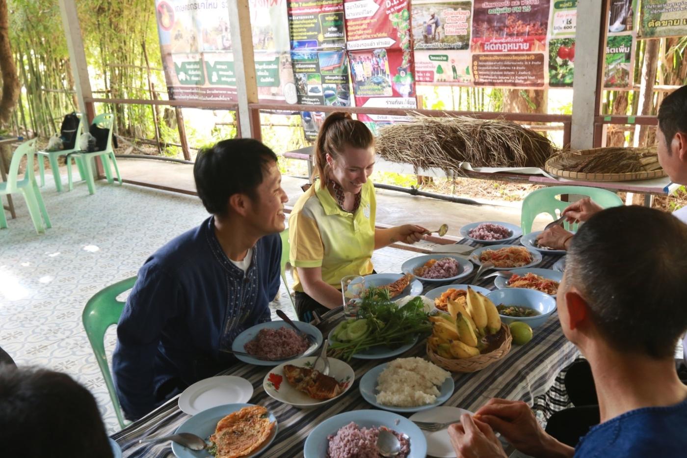 Caroline sampling Isaan&#039;s cuisine.