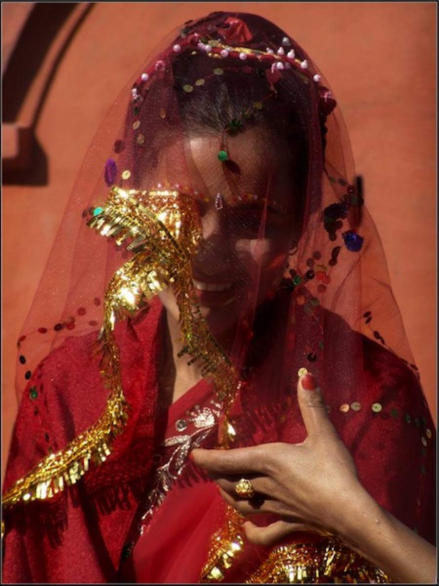 An Indian bride at the temple. 