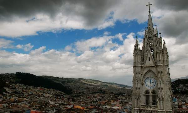 The city skyline in Quito, Ecuador.