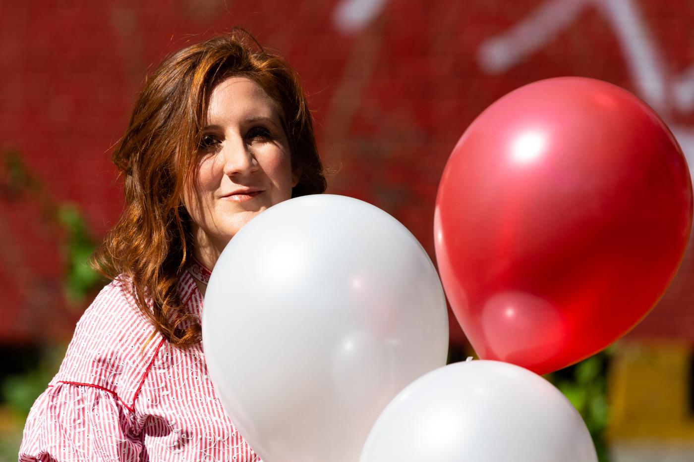 Melissa dressed in her red and white for Canada Day.