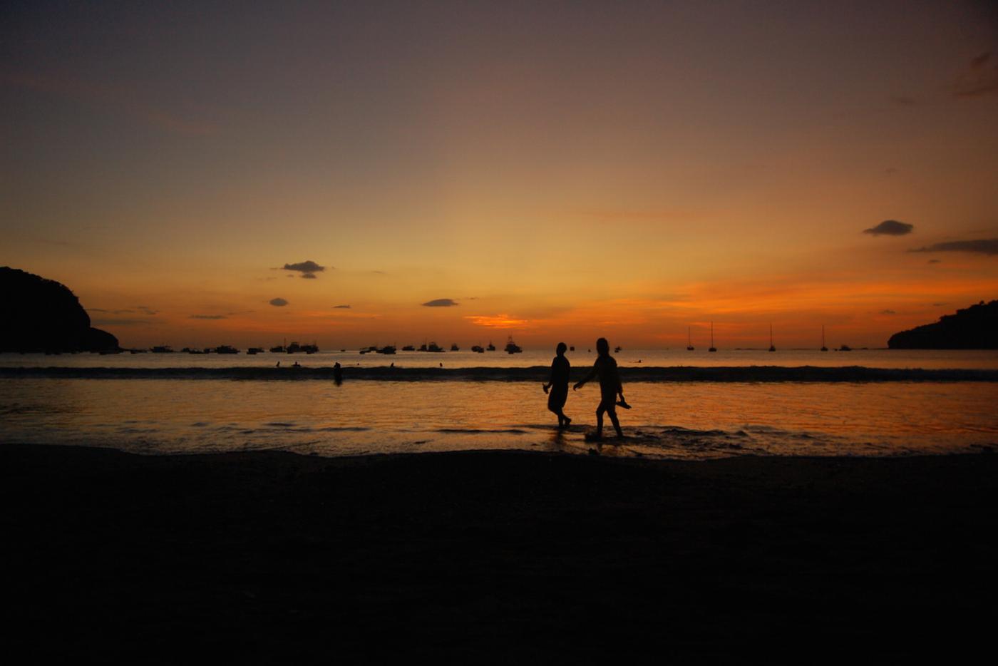 The sun sets over San Juan del Sur, Nicaragua. 