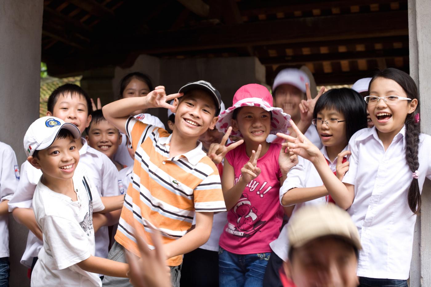 School children in Hanoi, Vietnam. 