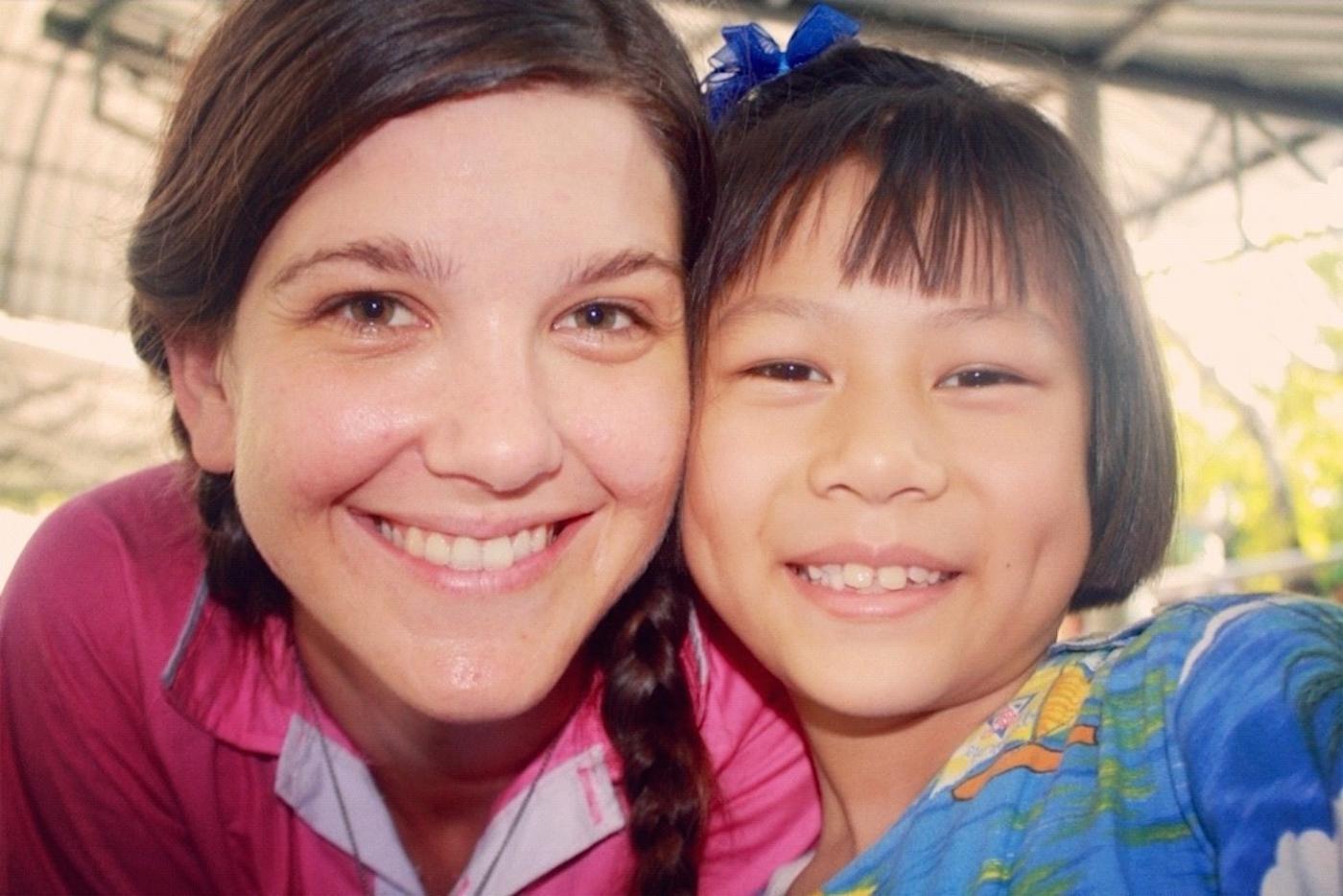 The author with one of her students in Thailand.