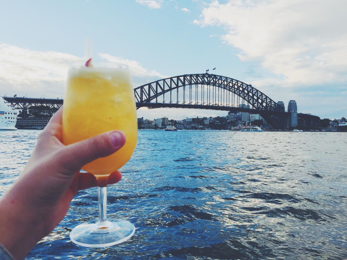 Sydney toasts her host city, Sydney, Australia. 